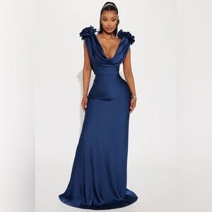 Positano Cowl Neck Satin Maxi Dress